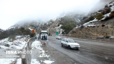 لغزندگی جاده‌های زنجان بر اثر بارش برف و باران