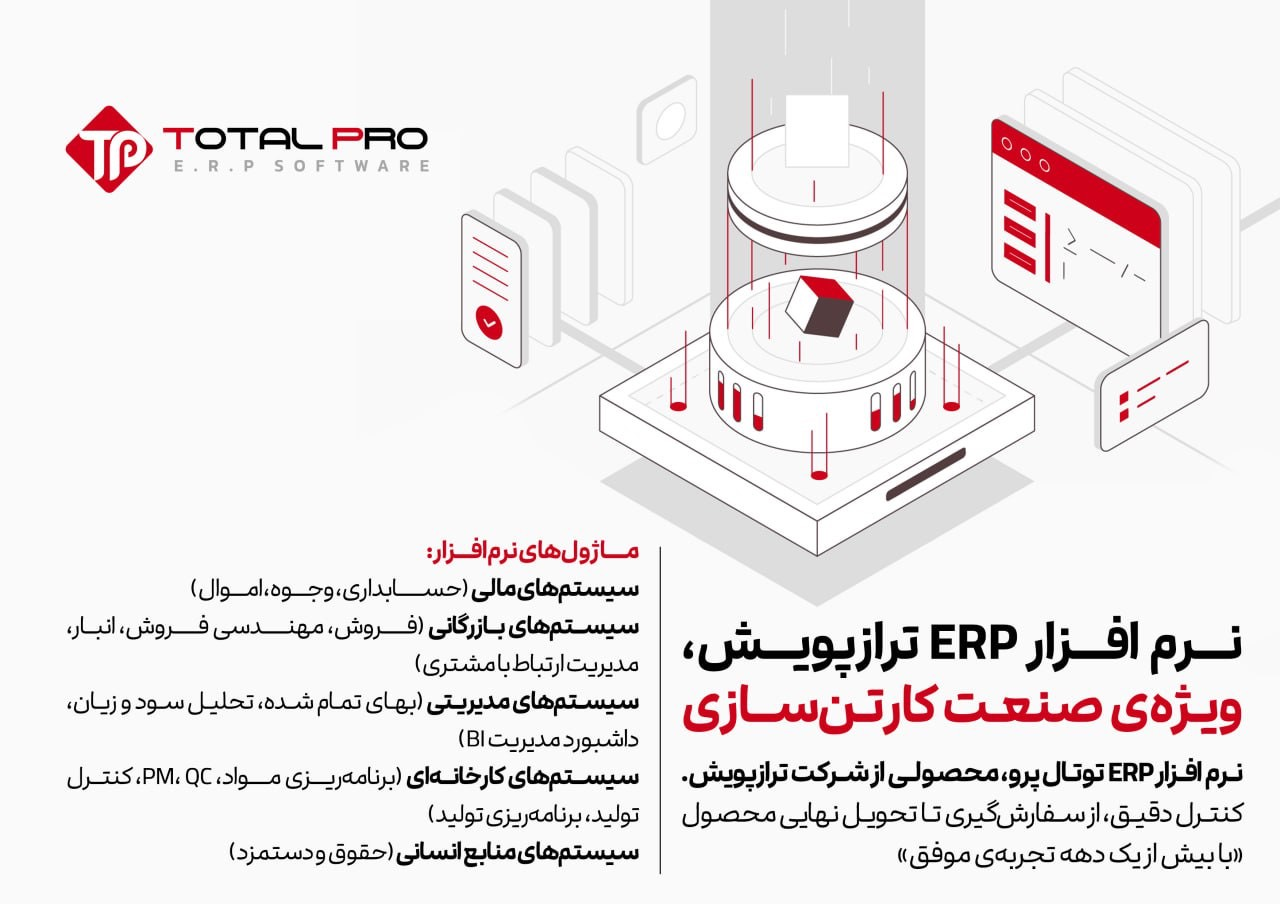 قابلیت های نرم افزار ERP کارتن سازی ترازپویش، کاربردی ترین نرم افزار با 15 سال تجربه در صنعت کارتن سازی